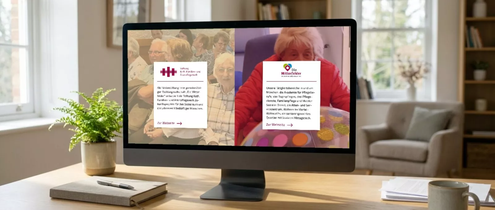 Website Die Mitterfelder auf einem Bildschirm